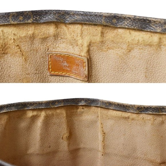 LOUIS VUITTON Logo Sac Plat Hand Tote Bag Monogram Leather Brown - Picture 13 of 15